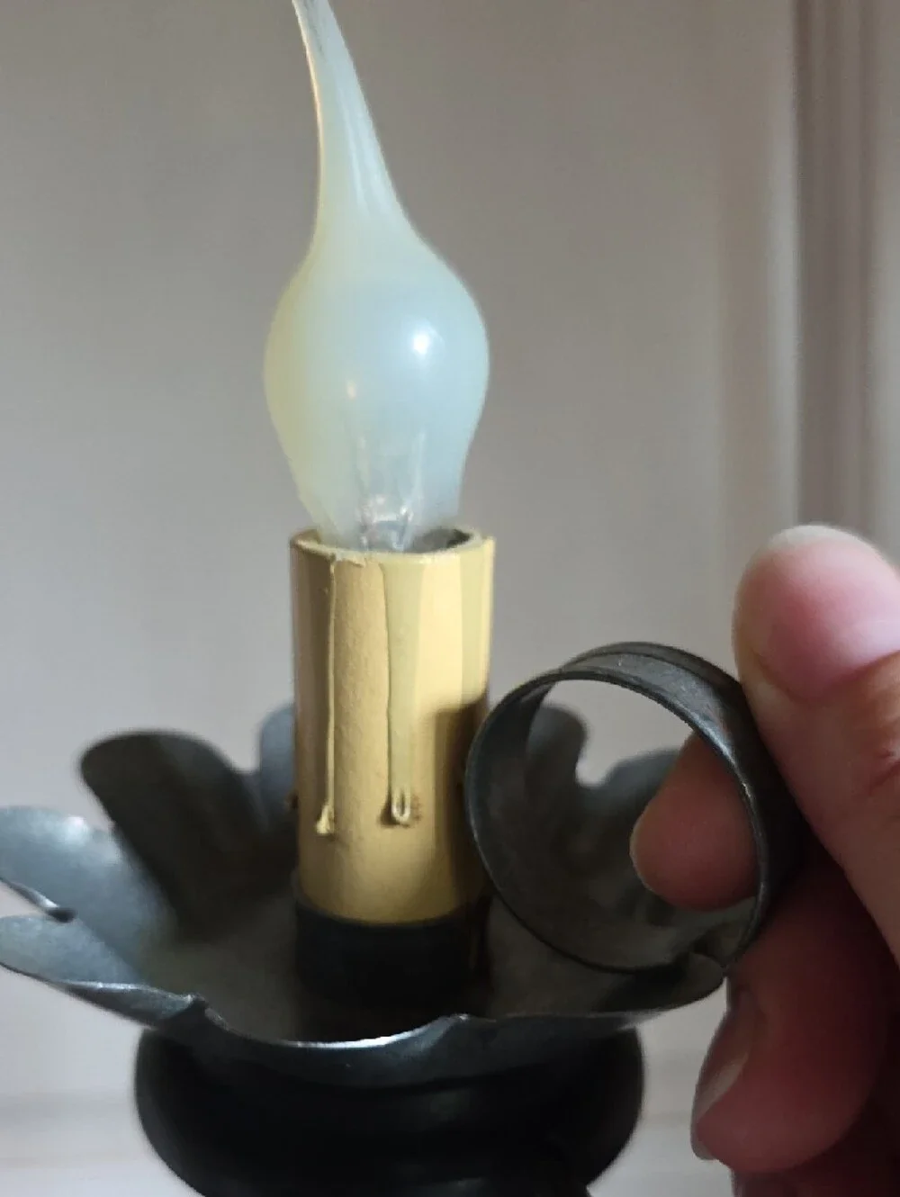 Metal Floral Wall Sconce Lamp with Silicon Flame Bulb - Cream & Black